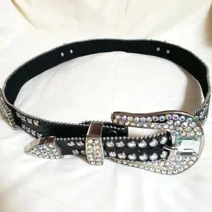 WESTERN C&R Black studded statement Belt Genuine leather ML RRL Double RL Distressed Studded Leather Western Belt SIZE  main image 2